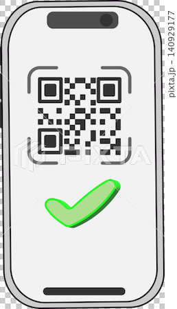 QRコード決済成功を表すスマートフォンアイコン 140929177