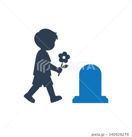 Child Offering Grave Tribute Icon 140929279