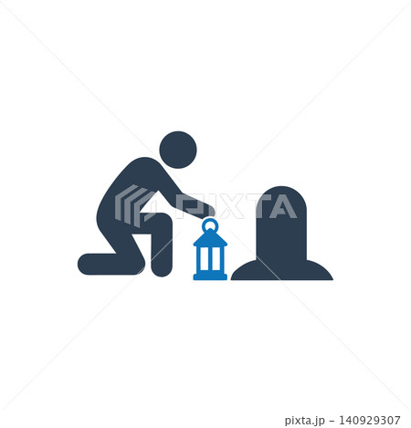 Kneeling Lantern Grave Vigil icon Kneeling Lantern Grave Vigil icon 140929307