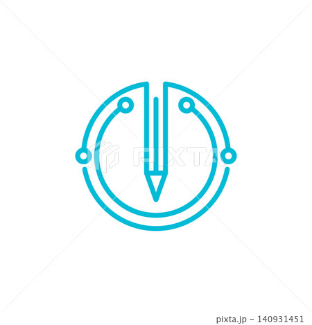 Blue digital pencil icon Blue digital pencil icon 140931451