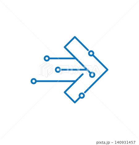 Digital circuit blue arrow logo design 140931457