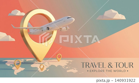 3d airplane flying through gold map location pin symbol over abstract world map background for travel and tour promotion concept with minimalist design 3d airplane flying through gold map location pin symbol over abstract world map background for travel and tour promotion concept with minimalist design 140931922