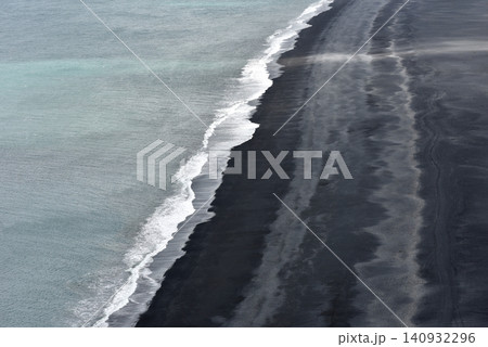 Aerial view of waves crashing on Reynisfjara black sand beach Iceland Aerial view of waves crashing on Reynisfjara black sand beach Iceland 140932296