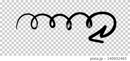 Hand drawn spiral arrow pointing down and to the left with a simple design on transparent or white background Hand drawn spiral arrow pointing down and to the left with a simple design on transparent or white background 140932465