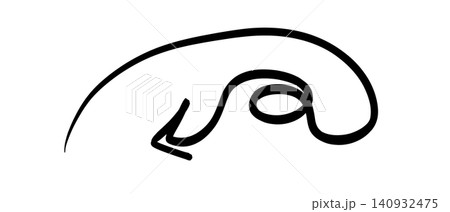 Abstract black line art with a looping shape and an arrow pointing left on transparent or white background Abstract black line art with a looping shape and an arrow pointing left on transparent or white background 140932475