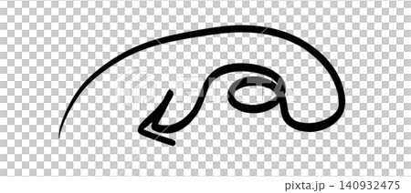Abstract black line art with a looping shape and an arrow pointing left on transparent or white background Abstract black line art with a looping shape and an arrow pointing left on transparent or white background 140932475
