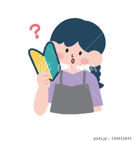 初心者マークを持った考える女性イラスト素材 初心者マークを持った考える女性イラスト素材 140932643