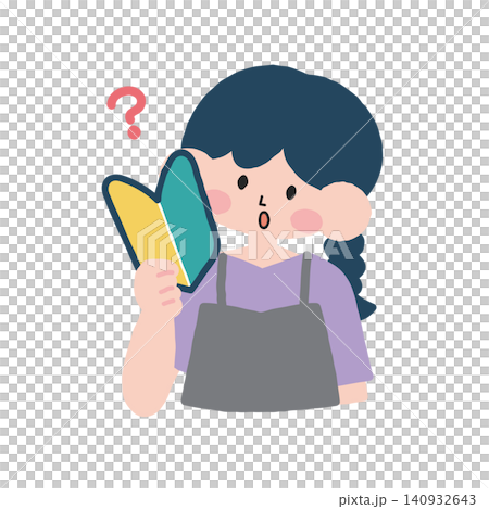 初心者マークを持った考える女性イラスト素材 初心者マークを持った考える女性イラスト素材 140932643