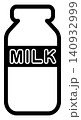 牛乳瓶のアイコン 黒 140932999