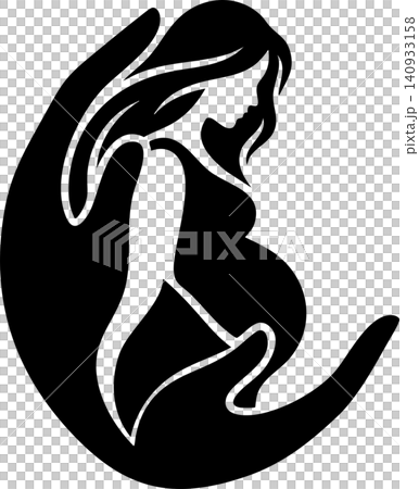 Pregnant woman in protective hands silhouette Pregnant woman in protective hands silhouette 140933158