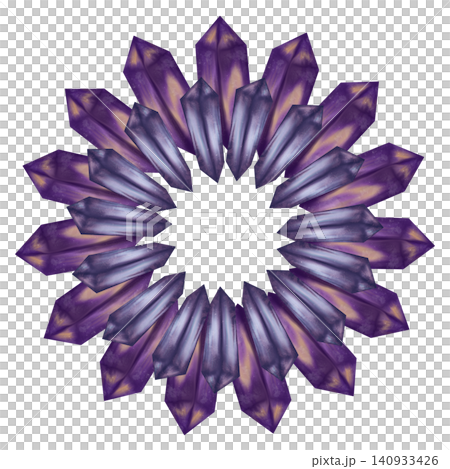 Elegant crystal wreath with purple amethyst gemstones forming a round frame. Decorative border with copy space for invitations, branding, posters, social media, and creative designs Elegant crystal wreath with purple amethyst gemstones forming a round frame. Decorative border with copy space for invitations, branding, posters, social media, and creative designs 140933426