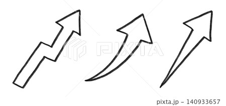 手描きえんぴつ風線画の上昇矢印セット 手描きえんぴつ風線画の上昇矢印セット 140933657