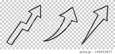 手描きえんぴつ風線画の上昇矢印セット 手描きえんぴつ風線画の上昇矢印セット 140933657