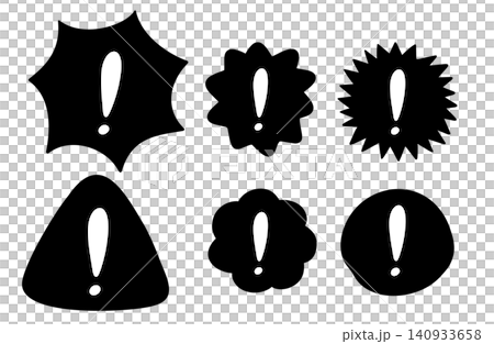 手描きのバッジ型・丸・三角のビックリマーク警告アイコンセット 手描きのバッジ型・丸・三角のビックリマーク警告アイコンセット 140933658