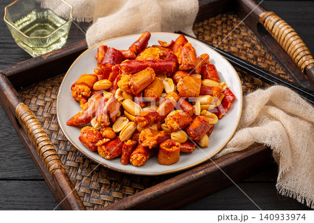 spicy Crispy Peanuts with Chili Seasoning, Chinese Snack Mix spicy Crispy Peanuts with Chili Seasoning, Chinese Snack Mix 140933974