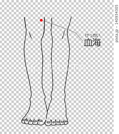 Illustration of the Blood Sea acupoint (black line drawing) Illustration of the Blood Sea acupoint (black line drawing) 140934305