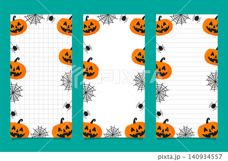 halloween planner vertical templates set with pumpkins vector illustration. halloween planner vertical templates set with pumpkins vector illustration. 140934557