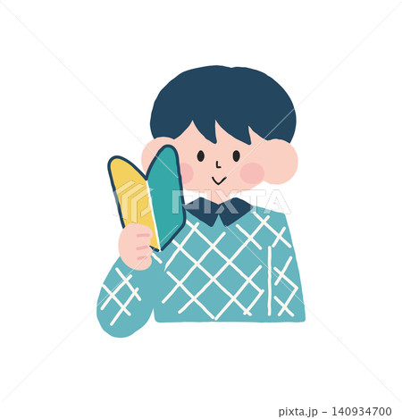 初心者マークを持った男性イラスト素材 初心者マークを持った男性イラスト素材 140934700
