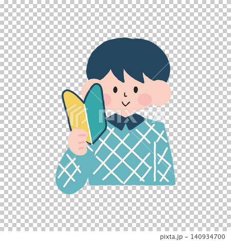 初心者マークを持った男性イラスト素材 初心者マークを持った男性イラスト素材 140934700