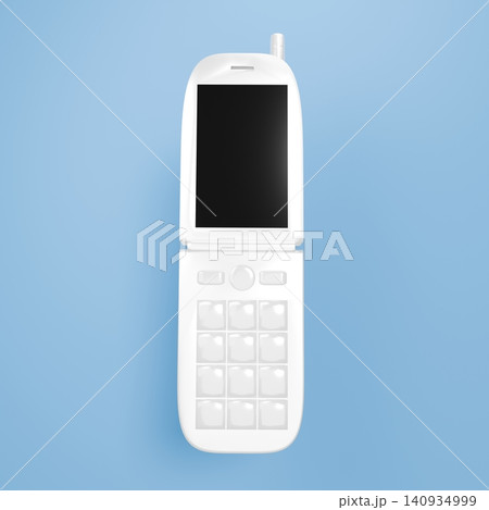 平成レトロな白い携帯電話(ガラケー)　電源オフ 140934999