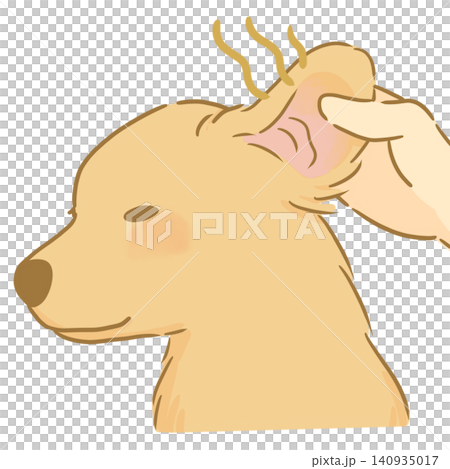 A hand-drawn illustration of a dog with a bad ear odor during a health checkup. A hand-drawn illustration of a dog with a bad ear odor during a health checkup. 140935017