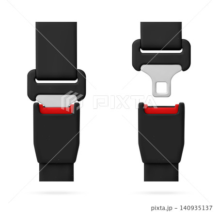3D Seat belt buckle in locked unlocked position 3D Seat belt buckle in locked unlocked position 140935137