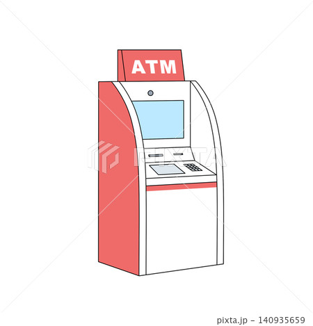 ATM(現金自動預け払い機)のシンプルなカラーイラスト ATM(現金自動預け払い機)のシンプルなカラーイラスト 140935659