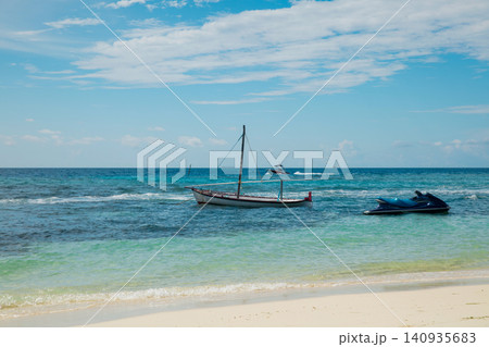 Beautiful sandy beach over picturesque sea bay lagoon. Beautiful sandy beach over picturesque sea bay lagoon. 140935683