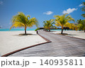 Tropical landscape, palm trees, sea sand blue sunny sky. 140935811
