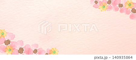 和紙に描かれた美しい桃色の花の背景素材 140935864