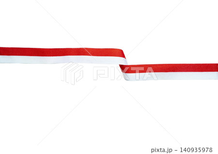 Red and white textile ribbon isolated on a white background, symbol the Indonesian national flag colors, perfect for Independence Day. Hari Kemerdekaan, Merdeka, and Dirgahayu Indonesia on 17 Agustus Red and white textile ribbon isolated on a white background, symbol the Indonesian national flag colors, perfect for Independence Day. Hari Kemerdekaan, Merdeka, and Dirgahayu Indonesia on 17 Agustus 140935978