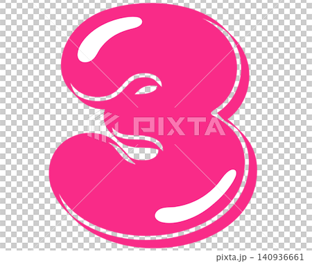 A vector graphic of the number 3 with a pink bubble-like effect. A vector graphic of the number 3 with a pink bubble-like effect. 140936661