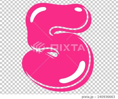 A vector graphic of the number 5 with a pink bubble-like effect. A vector graphic of the number 5 with a pink bubble-like effect. 140936663