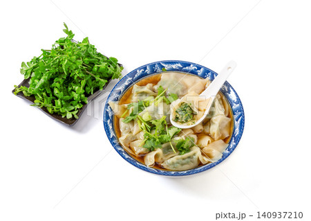 shepherd's Purse Wontons, Traditional Chinese Wild Vegetable Dumplings 140937210