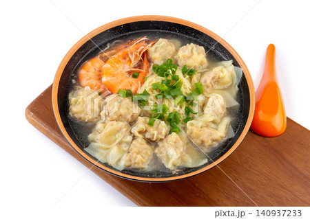 shrimp Wonton Noodles, Cantonese Traditional Soup Noodles shrimp Wonton Noodles, Cantonese Traditional Soup Noodles 140937233