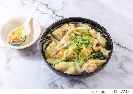 shanghai Style Wontons in Light Broth,Traditional Chinese Dumplings shanghai Style Wontons in Light Broth,Traditional Chinese Dumplings 140937248