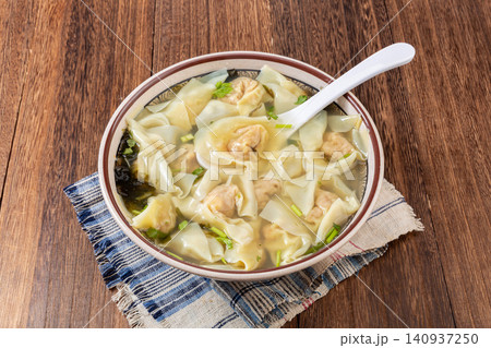 shanghai Style Wontons in Light Broth, Traditional Chinese Dumplings shanghai Style Wontons in Light Broth, Traditional Chinese Dumplings 140937250