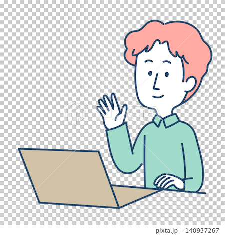 Illustration of a man working remotely Illustration of a man working remotely 140937267