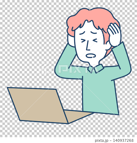 Illustration of a man working remotely Illustration of a man working remotely 140937268