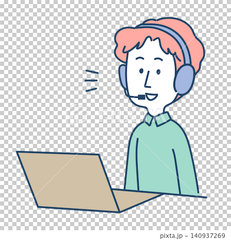 Illustration of a man working remotely Illustration of a man working remotely 140937269