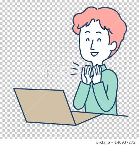 Illustration of a man working remotely Illustration of a man working remotely 140937272