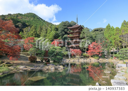 紅葉が美しい秋晴れの五重塔 紅葉が美しい秋晴れの五重塔 140937383