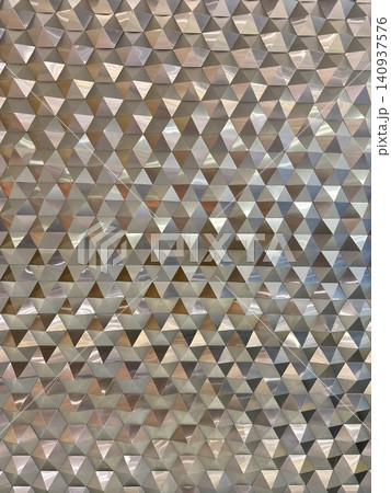 Wide Abstract Pattern Display Of Textured Triangular Wall. 140937576