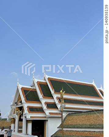 Elegant White Marble Corridor Facade Of Sacred Buddhist Site 140938139