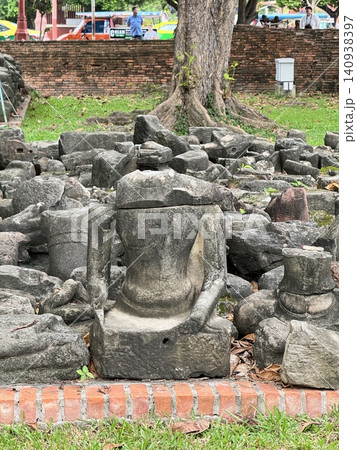 Collected Broken Stone Buddha Relics Inside Historical Compound 140938397