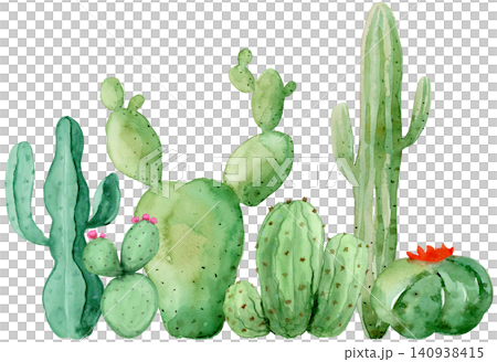 Watercolor Cactus with Bunny Ears Footer and Divider Watercolor Cactus with Bunny Ears Footer and Divider 140938415