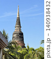 Distant Perspective Of Sacred Ayutthaya Stupa Behind Palm Trees 140938432