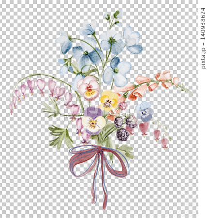 Wildflower Bouquet Illustration Watercolor Hand Painted Wildflower Bouquet Illustration Watercolor Hand Painted 140938624