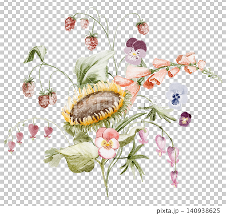 Berry Bouquet Illustration Watercolor Hand Painted Berry Bouquet Illustration Watercolor Hand Painted 140938625