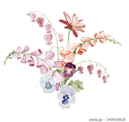 Bouquet Illustration Watercolor Hand Painted 140938626